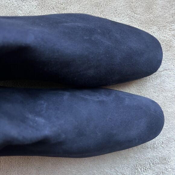 Aquatalia Ulyssa Navy Blue Suede Ankle Boot Booties Women 9.5 M Hidden Low Heel - Picture 6 of 14